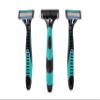 E1 Ninja 6-Blade Razor (Pack of 3) | Precision Shave with Open-Back Design for Easy Cleaning | Aloe Lubricating Strip for Skin Comfort | Ergonomic Handle in Black & Teal view 1