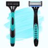 E1 Ninja 6-Blade Razor (Pack of 3) | Precision Shave with Open-Back Design for Easy Cleaning | Aloe Lubricating Strip for Skin Comfort | Ergonomic Handle in Black & Teal view 2