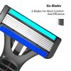 E1 Ninja 6-Blade Razor (Pack of 3) | Precision Shave with Open-Back Design for Easy Cleaning | Aloe Lubricating Strip for Skin Comfort | Ergonomic Handle in Black & Teal view 4