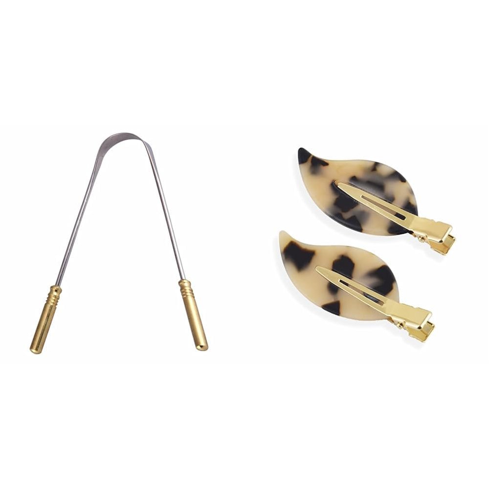 GUBB G+ Tongue Cleaner For Adults & Kids Caramel Delight Leaf Hair Clips Set for Girls & Women | Hair Clips/Pins/Hair Accessories for Girls & Women (2 Piece Hair Clips)