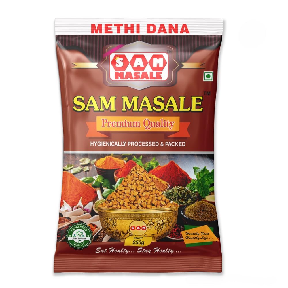 SAM Masale - Fresh/Natural Dried Fenugreek Seeds | Whole Methi Dana Seeds | Indian Spices & Masala ( Methi Dana 250gm )