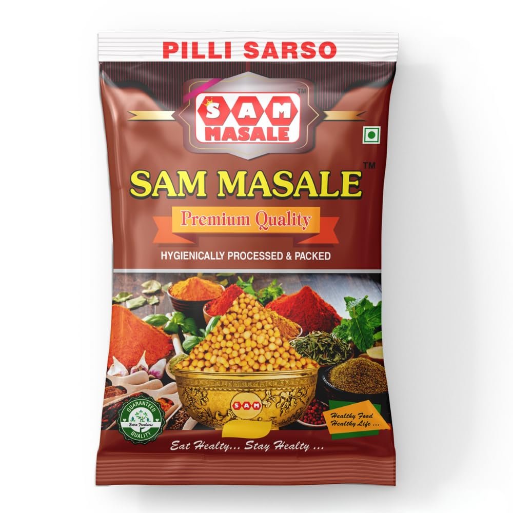 SAM Masale - PILI Sarso (Yellow Mustard Seeds) - 100% Natural, Fresh & Authentic, Aromatic, Rich in Flavor, Ideal for Cooking, No Additives, Indian Origin ( PILI Sarso 1kg )