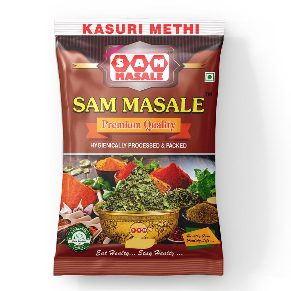 SAM Masale - Kasuri Methi Leaves Organic Dried Fenugreek Leaves Natural Spice for Unique Flavor to Indian Dishes ( Kasuri Methi 250gm )