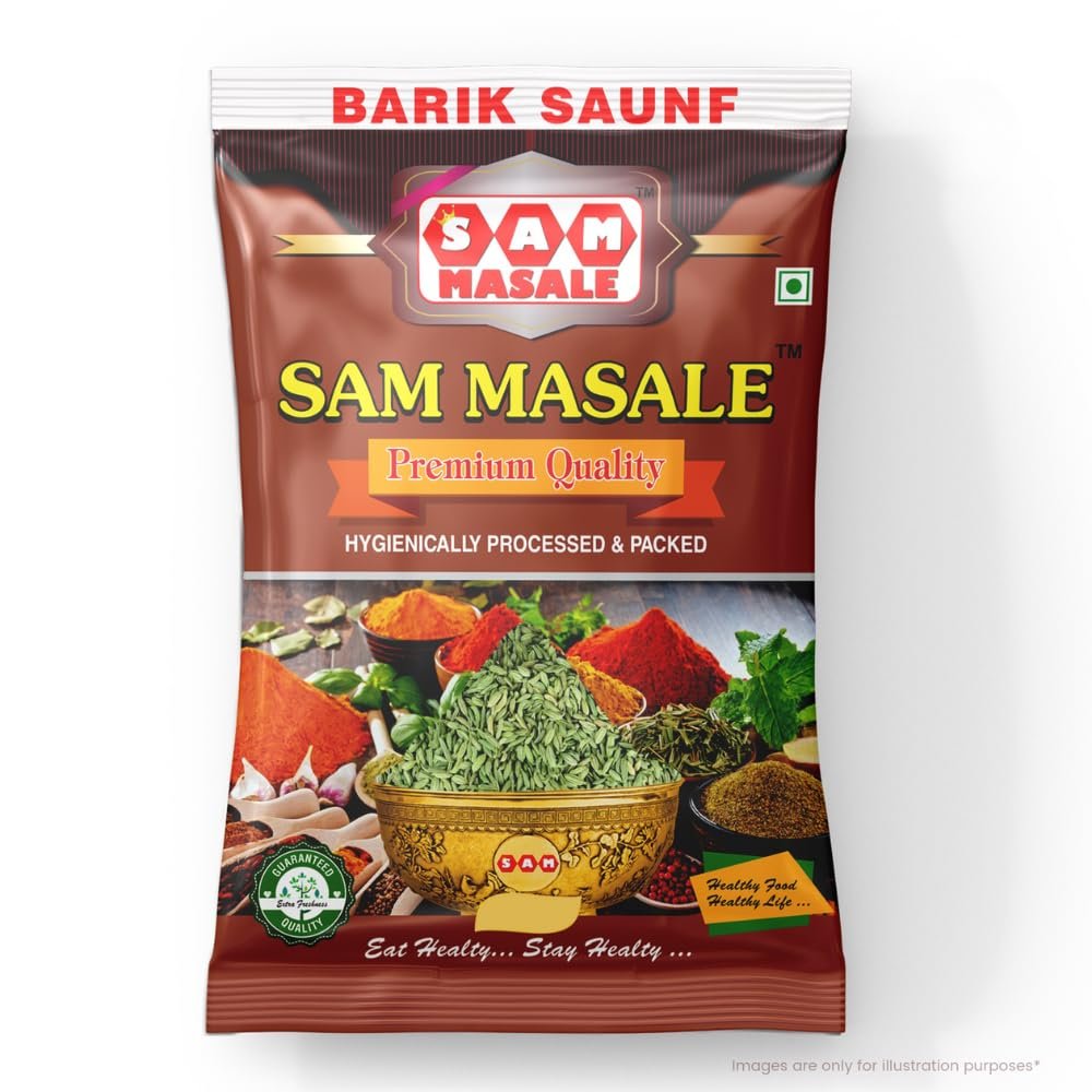 SAM Masale - Grown Natural Barik Saunf: Small Fennel Seeds for a Flavorful and Aromatic Experience ( Barik Saunf 100gm )