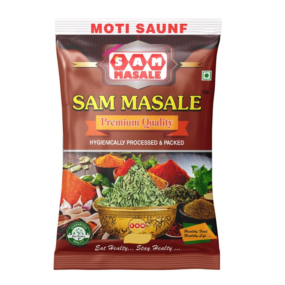 SAM Masale - Organic Moti Saunf Fennel Seeds - Flavorful, Aromatic, for Cooking & Baking ( Moti Saunf 1kg )