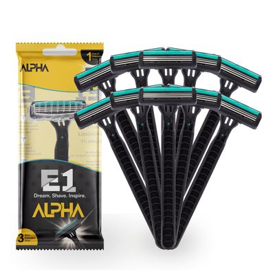 E1 Alpha Disposable Razor for Men (Pack of 10) | Sharp Blades for Quick & Smooth Shaving | Compact & Travel-Friendly Design | Shaving Solution for All Skin Types