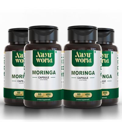 Aayuworld Moringa Capsules | 450mg 60 Capsules | Nutritional Supplement (Pack of 4)