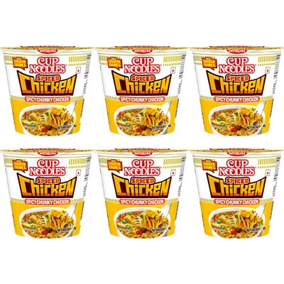 Cup Noodles Nissin Mini Spiced Chicken | Aromatic Spices With Savory Chicken And Spicy Chunks | Quick & Flavorful Snack | 45 G (Pack Of 6)