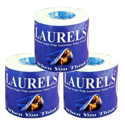 LAURELS 2 Ply Toilet Tissue Paper Roll - (335 Pulls Per Roll, 670 Sheets) (3)