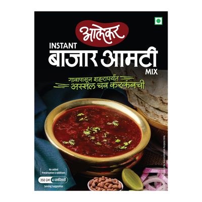 Alekar Instant Bajar Amti Mix | Ready to Cook | 3 Easy Steps |Ready in Just 10mins | 350 Gm | Serves 4 |No Preservative | Just Add Water (Pack of 1)