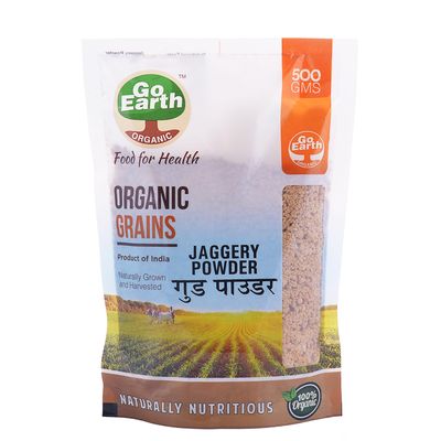 Go Earth Organic Jaggery Powder (500gm) | Pure Natural, No Preservatives Added | Healthy Sugar Substitute, Unrefined & Unadulterated