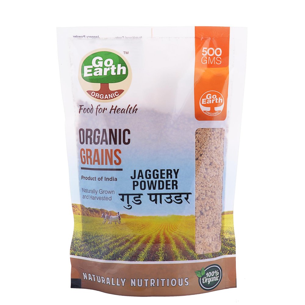 Go Earth Organic Jaggery Powder (500gm) | Pure Natural, No Preservatives Added | Healthy Sugar Substitute, Unrefined & Unadulterated