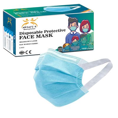 Disposable Surgical 3Ply Unisex Mask - Ultra Soft Fabric Wide Ear Loop, Comfortable, Inbuilt Plastic Coated Nose Pin, CE and ISO Certified, Convenient Box Pack, 100 PC (Medical Blue Color)