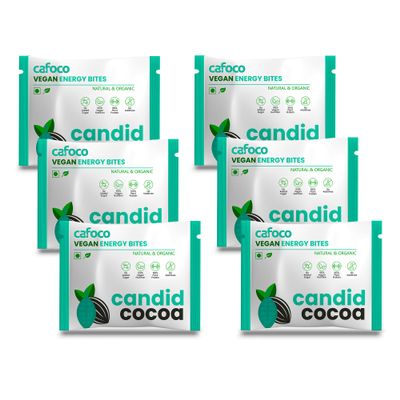 CAFOCO Candid Cocoa Energy Bars with No Added Sugar, Fibre Nutrition, No Preservatives, Healthy Snack Bites with Cashew, Cocoa, Dates & Plant Protein Powder for Quick Breakfast (Pack of 6x30g Each)