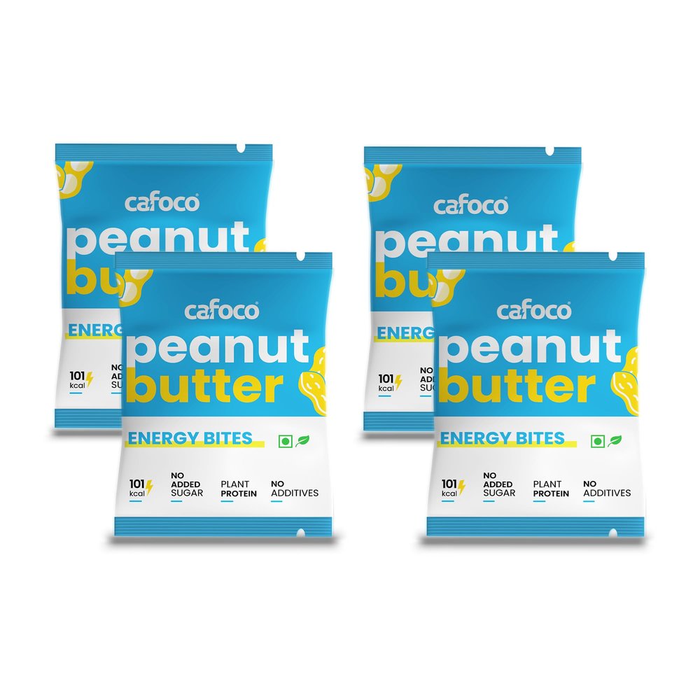 CAFOCO Peanut Butter Energy Bars with No Added Sugar, High Plant Protein, Fibre Nutrition, No Preservatives, Healthy Sugar-Free Protein Snack Bites for Quick Breakfast_Pack of 4x30g Each