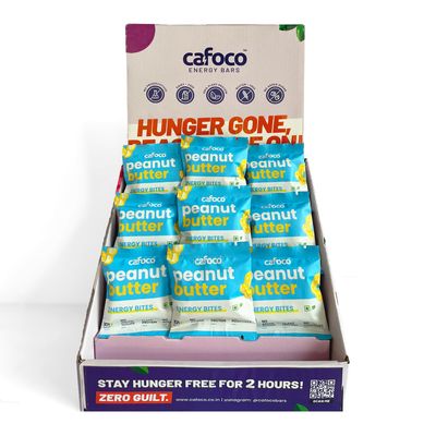 CAFOCO Peanut Butter Energy Bars with No Added Sugar, High Plant Protein, Fibre Nutrition, No Preservatives, Healthy Sugar-Free Protein Snack Bites for Quick Breakfast_Pack of 9x30g Each