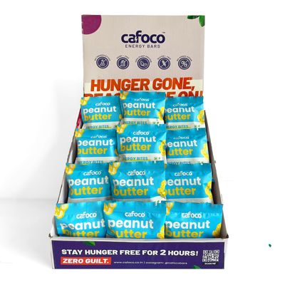 CAFOCO Peanut Butter Energy Bars with No Added Sugar, High Plant Protein, Fibre Nutrition, No Preservatives, Healthy Sugar-Free Protein Snack Bites for Quick Breakfast_Pack of 12x30g Each