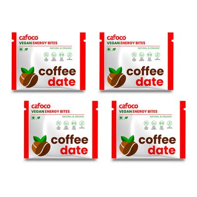 CAFOCO Coffe Date Energy Bars with No Added Sugar, Fibre Nutrition No Preservatives, Healthy Snack Bites with Cashew, Rich Coffe, Cocoa, Dates & Plant Protein Powder for Breakfast (Pack of 4x30g Each)