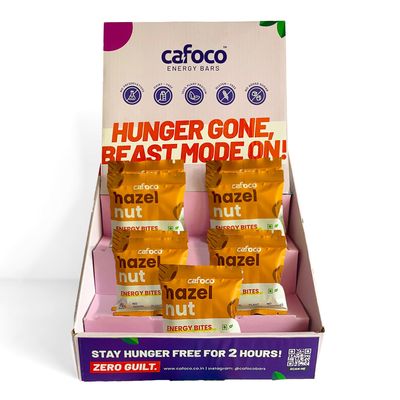 CAFOCO Hazel Nut Energy Bars with No Added Sugar, Fibre Nutrition, No Preservatives, Healthy Snack Bites with Cashew, Hazelnut, Cocoa, Dates, Sunflower & Pumpkin Seeds and more (Pack of 9x30g Each)