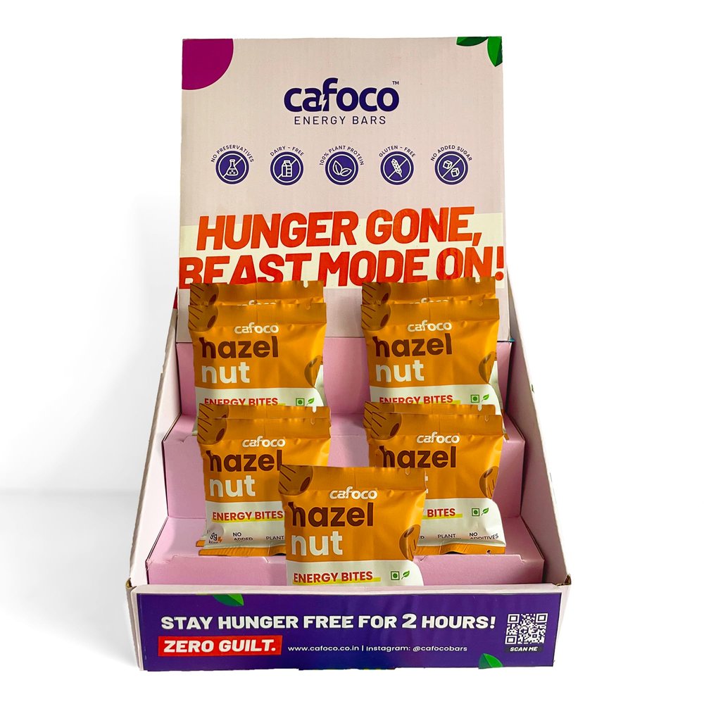 CAFOCO Hazel Nut Energy Bars with No Added Sugar, Fibre Nutrition, No Preservatives, Healthy Snack Bites with Cashew, Hazelnut, Cocoa, Dates, Sunflower & Pumpkin Seeds and more (Pack of 9x30g Each)