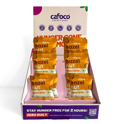 CAFOCO Hazel Nut Energy Bars with No Added Sugar, Fibre Nutrition, No Preservatives, Healthy Snack Bites with Cashew, Hazelnut, Cocoa, Dates, Sunflower & Pumpkin Seeds and more (Pack of 12x30g Each)
