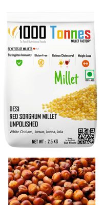 2.5 Kg -Unpolished Desi Red sorghum millet (EXPORT QUALITY) Red sorghum,Red Cholam, Jowar, Jonna, Jola | keeps body healthy- 1000 Tonnes millet factory