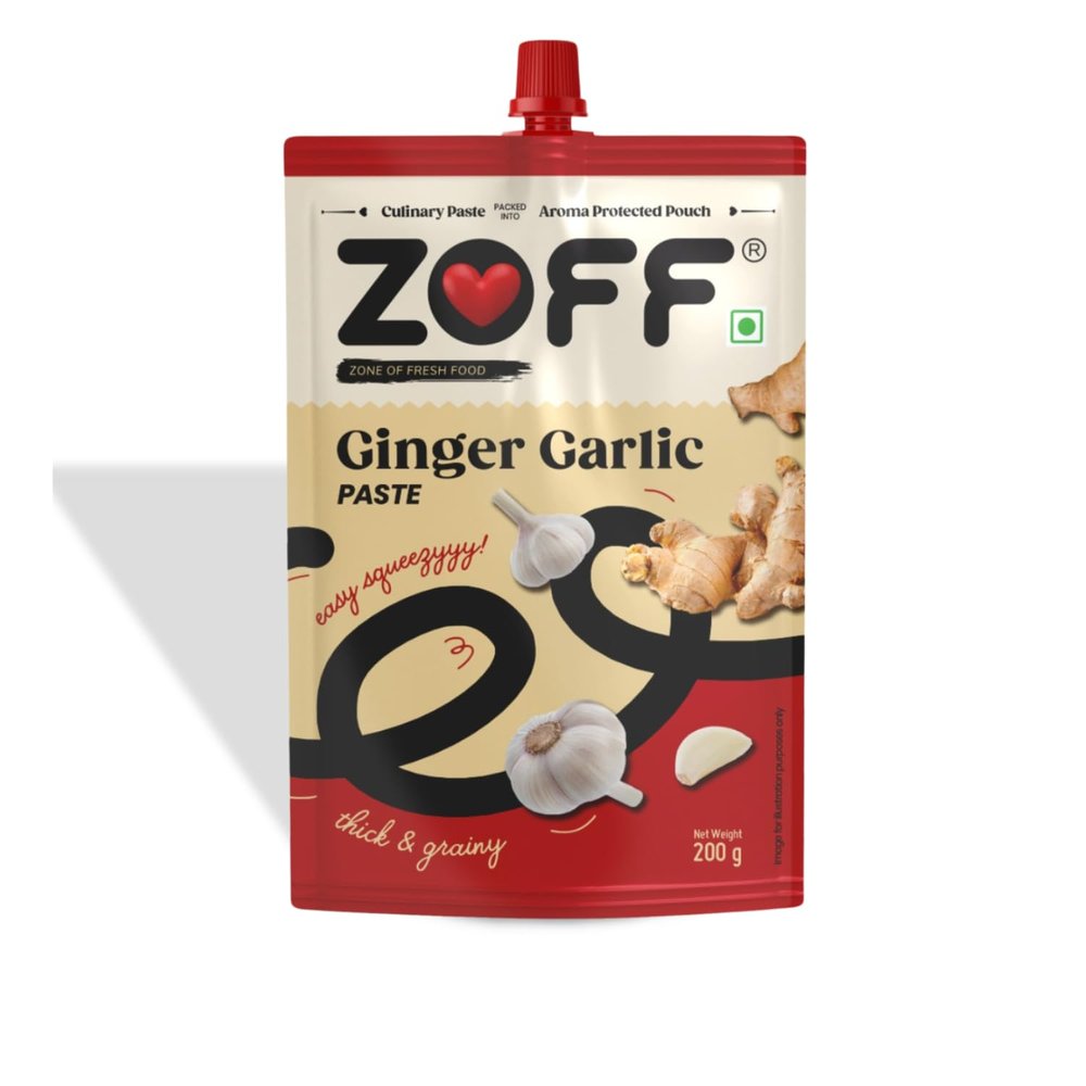 Zoff Ginger Garlic Paste Authentic Adrak Lahsun Paste | Fresh & Aromatic for Indian Cooking | 100% Natural, No Preservatives | Ginger Garlic paste 200g