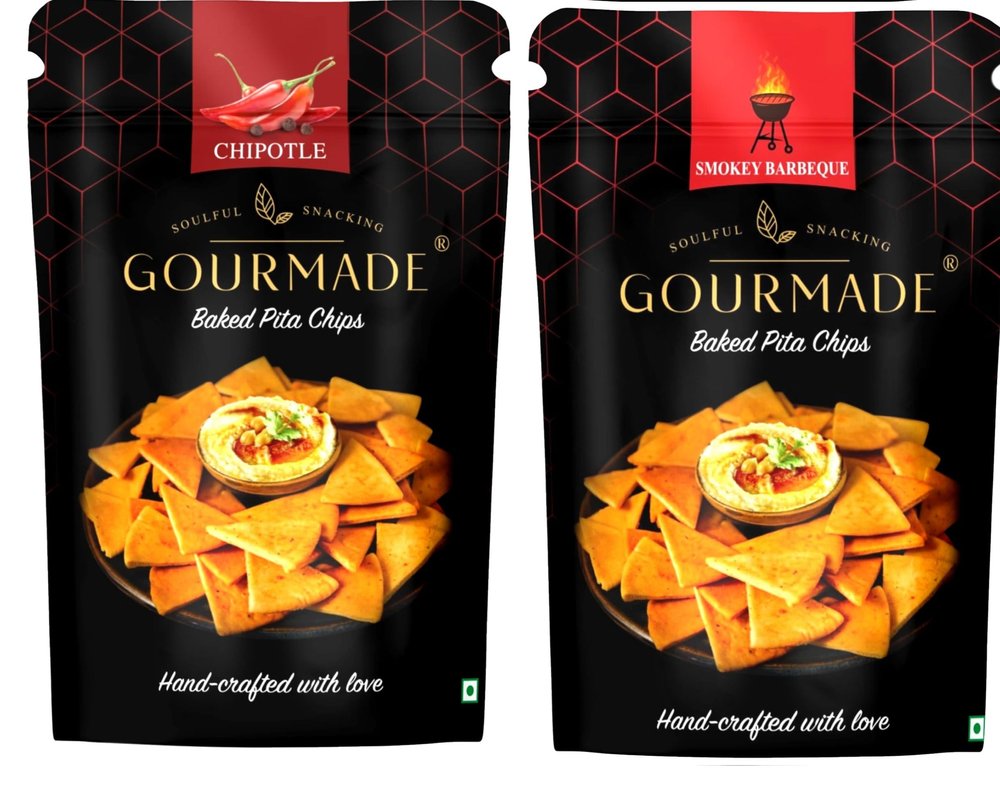 Gourmade Soulful Snacking Pita Chips Chipotle and Barbeque Smoky | Baked Pita Bread Chips | Pita Chips Baked, 250g(each Pack 125g) |Dip Starter Chips Snack|Mediterrianean Pita Bread Chips|Nachos & Tortillas