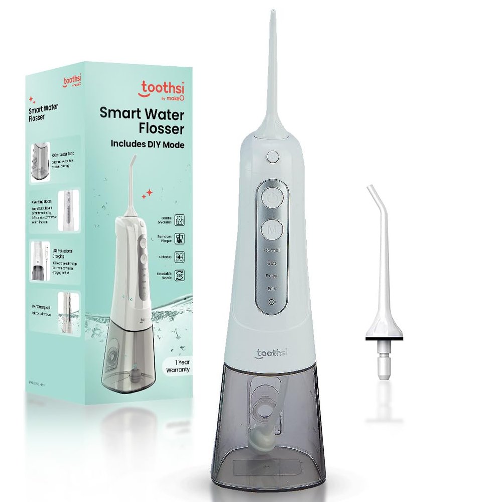Toothsi Smart Dental Water Flosser for Teeth | With Normal, Point, DIY & Pulse Mode | Rechargeable & Compact | Teeth Cleaner | Oral Care | Flosser Dental Kit | 300ml Water Capacity | Dental Flosser