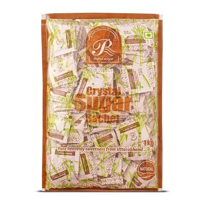 Rahul Sugar Brown Sugar Sachets, (5G Each X 200Pcs) Pure and Chemical Free Brown Sweet like Sugar with Low Calories Sachets FOR Tea,Coffee, Milk, Cane Sugar, Unrefined | Brown Powder (1kg)