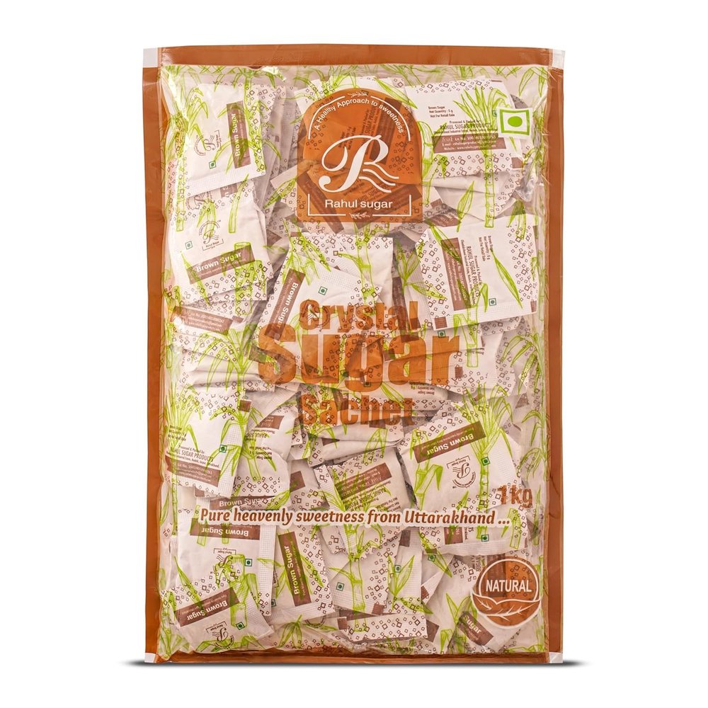 Rahul Sugar Brown Sugar Sachets, (5G Each X 200Pcs) Pure and Chemical Free Brown Sweet like Sugar with Low Calories Sachets FOR Tea,Coffee, Milk, Cane Sugar, Unrefined | Brown Powder (1kg)