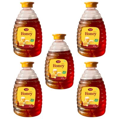 Airavata Honey 100% Pure & Natural Tulsi Honey | Raw Honey for Immune Support | Nutrient Rich Deliciously Honey | Ideal Gift for Honey Lovers (250g) Pack of 5
