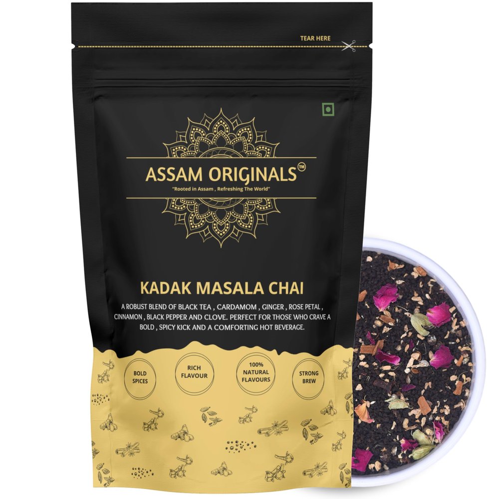 Assam Originals Kadak Masala Chai | High Grown Assam CTC Tea with Indian Spices | Strong & Aromatic Masala Tea | Made with 100% Natural Ingredients | 250g