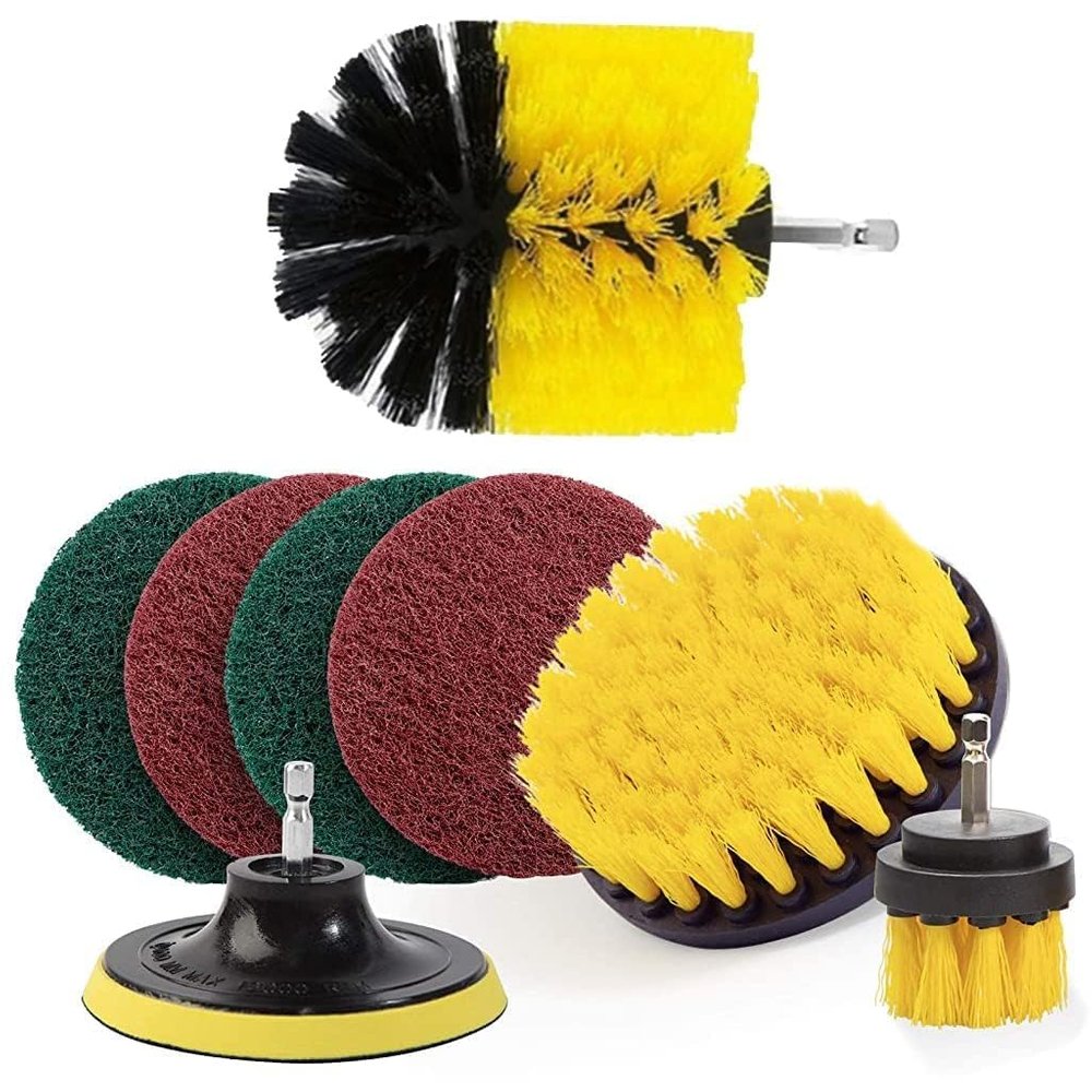 BELARO Power Drill Scrubber Brush Set 8Pcs, Drill Brush Attachment Set, Scrubber Brush Scrub Pads for Bathroom Surfaces, Floor, Tub, Shower, Grout, Tile (Without Drill Machine) (1)
