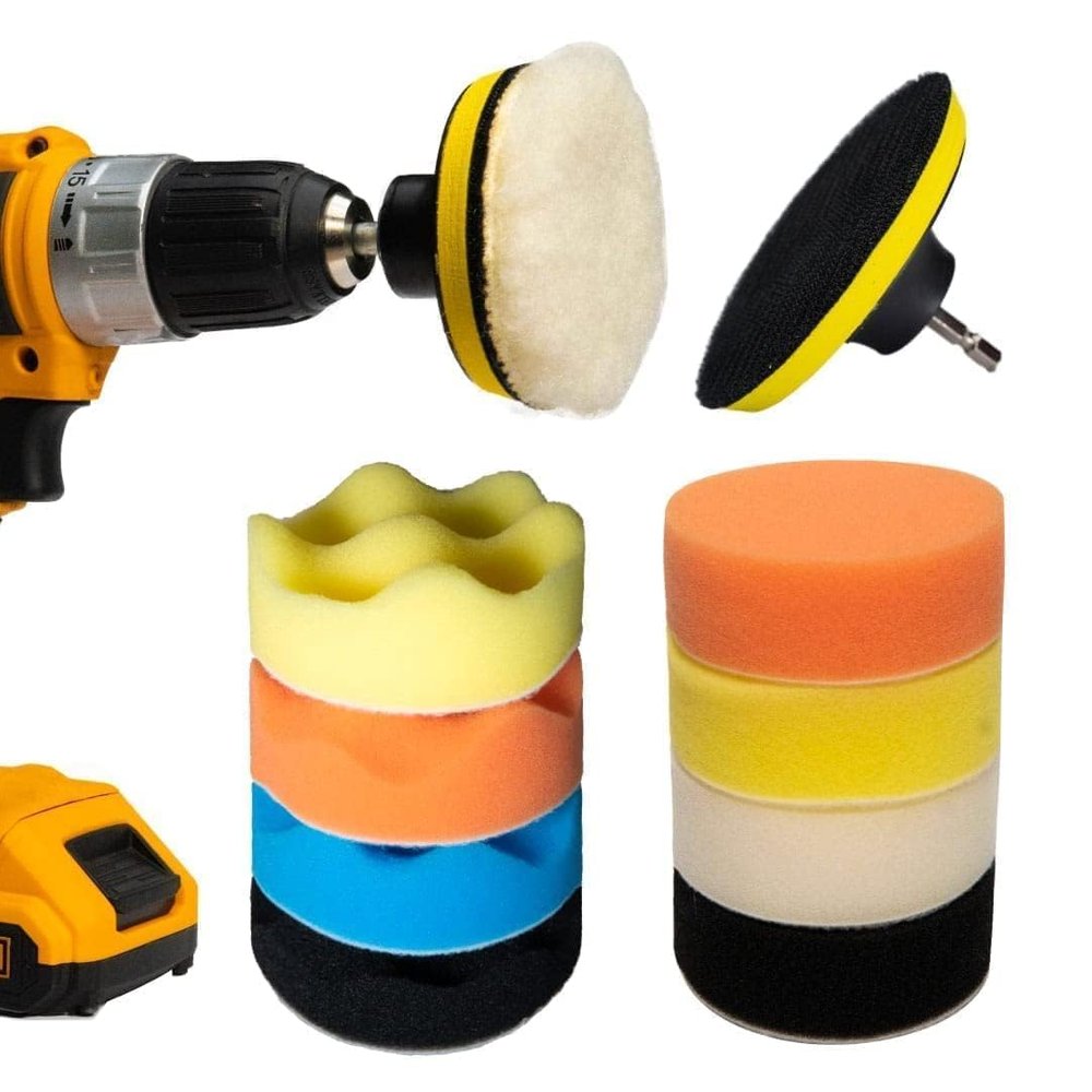 BELARO CAR Foam Drill POLISHING PAD 11 PCS Polishing Pads,Attachment Set, Scrubber Brush Scrub Pads for Bathroom Surfaces, Floor, Tub, Shower, Grout, Tile (Without Drill Machine) (Pack of 1)(2)
