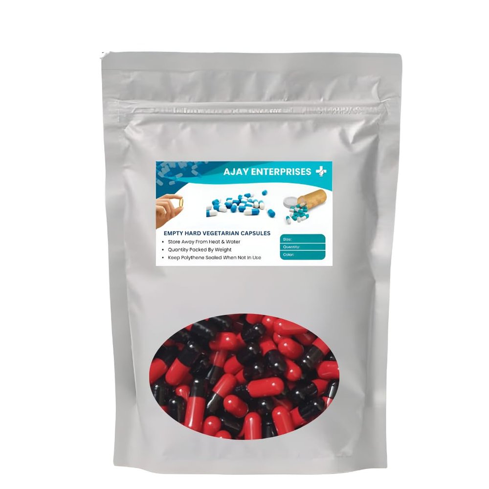 AJAY ENTERPRISES Empty Vegetarian Capsules (Pack of 1000) (Red-Black, SIZE 0 (500 MG))