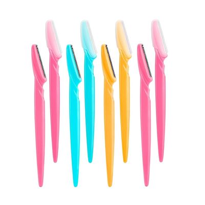 Diano dimzi Eyebrow Razor Facial Hair Remover Eyebrow Trimmer Eye Brow Shaver 3 Colors Facial Hair Shavers with Precision Cover, Facial Hair Remover Trimmers (Pack of 8)