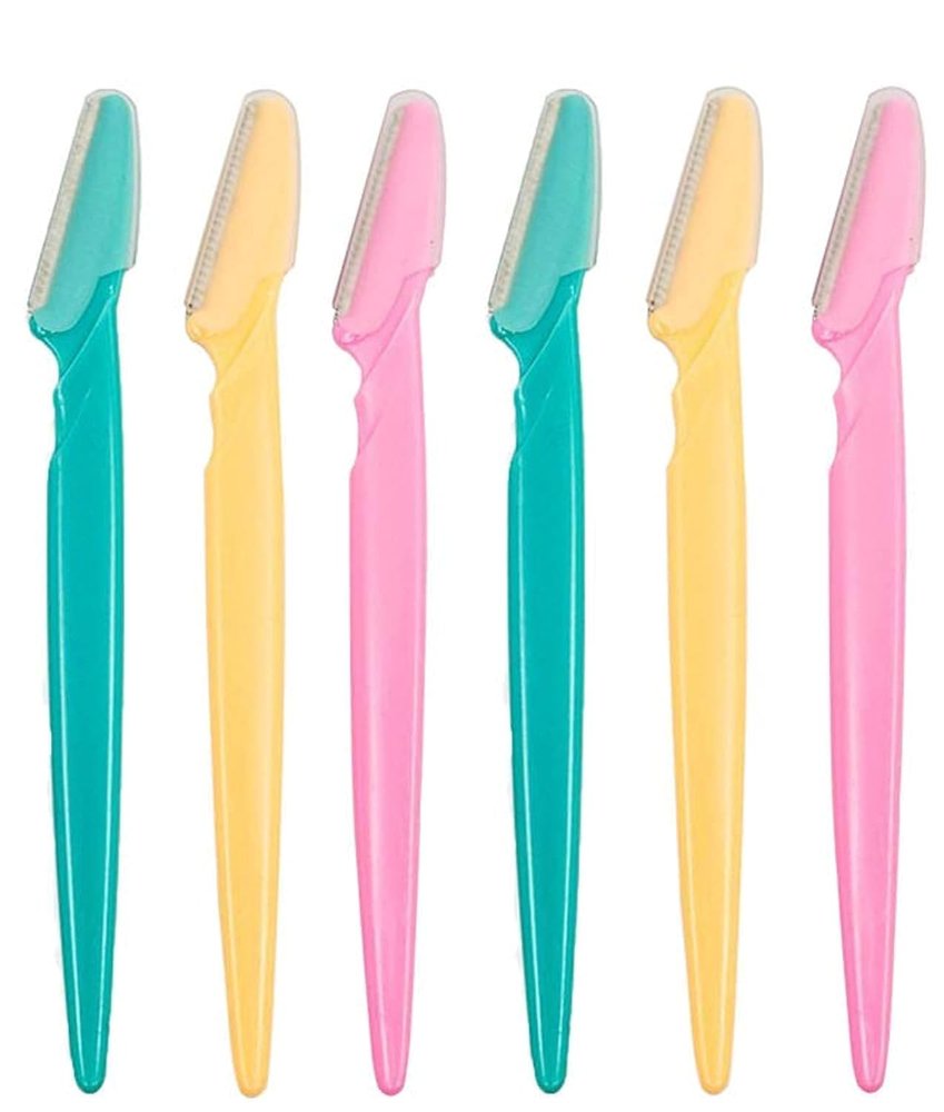 Diano dimzi Eyebrow Razor Facial Hair Remover Eyebrow Trimmer Eye Brow Shaver 3 Colors Facial Hair Shavers with Precision Cover, Facial Hair Remover Trimmers (Pack of 6)