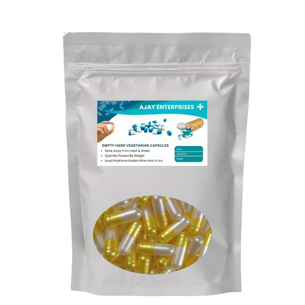 AJAY ENTERPRISES Empty Vegetarian Capsules (Pack of 1000) (Silver-Yellow, SIZE 0 (500 MG))