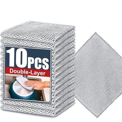 Double Layer Steel Scrubber - Heavy Duty Stainless Steel Cleaning Pad, Non-Scratch, 20 x 20 cm (10)