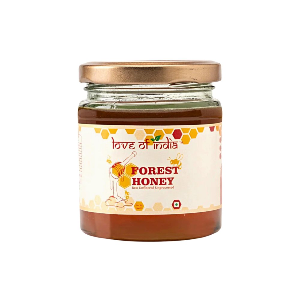 Love of India Forest Honey 200gm | Raw & Unprocessed | Pure Natural Honey | Ethical Forest Collection | Original Raw Honey | Indigenous Honey | Honey in Fresh | Glass Jar | Lab Tested