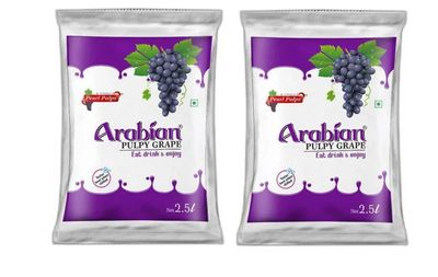 Arabian pulpy grape juice 2 packets x 2.5 litres each | Sweetened Grape pulp juice