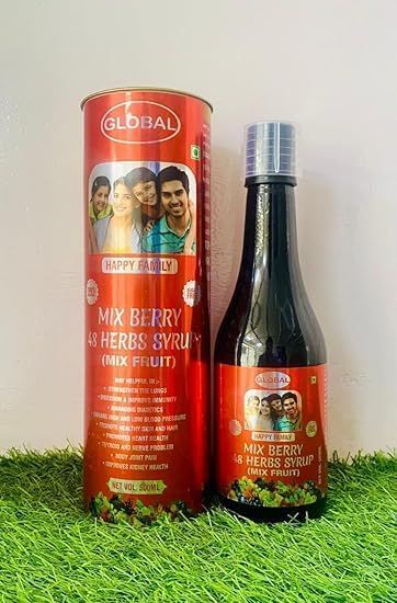 GLOBAL HEALTH POWER Mix Berry 48 Herbs Syrup, 500ml, sugar free, Strengthens Lungs, Improves Digestion, Immunity, Manages Diabetes, Balances Blood Pressure, Promotes Heart, Thyroid, Nerve Health, Relieves Joint Pain, Improves Kidney Health