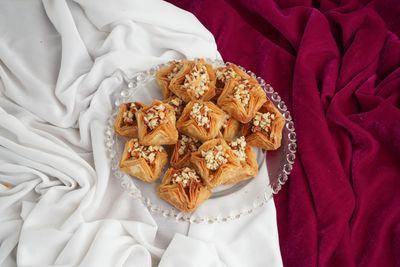 Baked Baklawa Rose Bud Baklavas enriched with Dry Fruits, Pure Ghee and Honey, Paradise in Every Bite