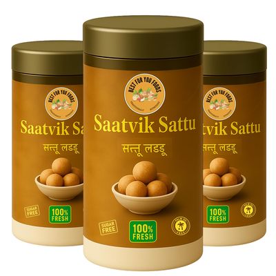 Best For You Foods - Sattu Laddu| Pre and Post Workout Snack| Cow Ghee| Sugar Free| Gluten Free| for Kids and adults| Quality Ingredients| Homemade| Made Fresh (250 Gram - 3 Pack)