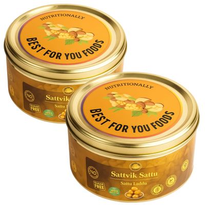 Best For You Foods - Sattu Laddu| Pre and Post Workout Snack| Cow Ghee| Sugar Free| Gluten Free| for Kids and adults| Quality Ingredients| Homemade| Made Fresh (500 Gram - 2 Pack)
