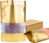 DNY Premium Self-Sealing Stand-Up Ziplock Pouches | 20 Pcs (1000g) Gold Food-Grade Storage Bags with Transparent Window | Airtight, Waterproof, Reusable Smart Packaging for Snacks, Dry Fruits, Spices view 1