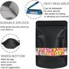 DNY 50 Pcs Self-Sealing Stand-Up Storage Pouches 1kg | Airtight Waterproof Food-Grade Reusable Plastic Bags with Transparent Window for Snacks, Dry Fruits, Spices & Kitchen Use (Black) view 4
