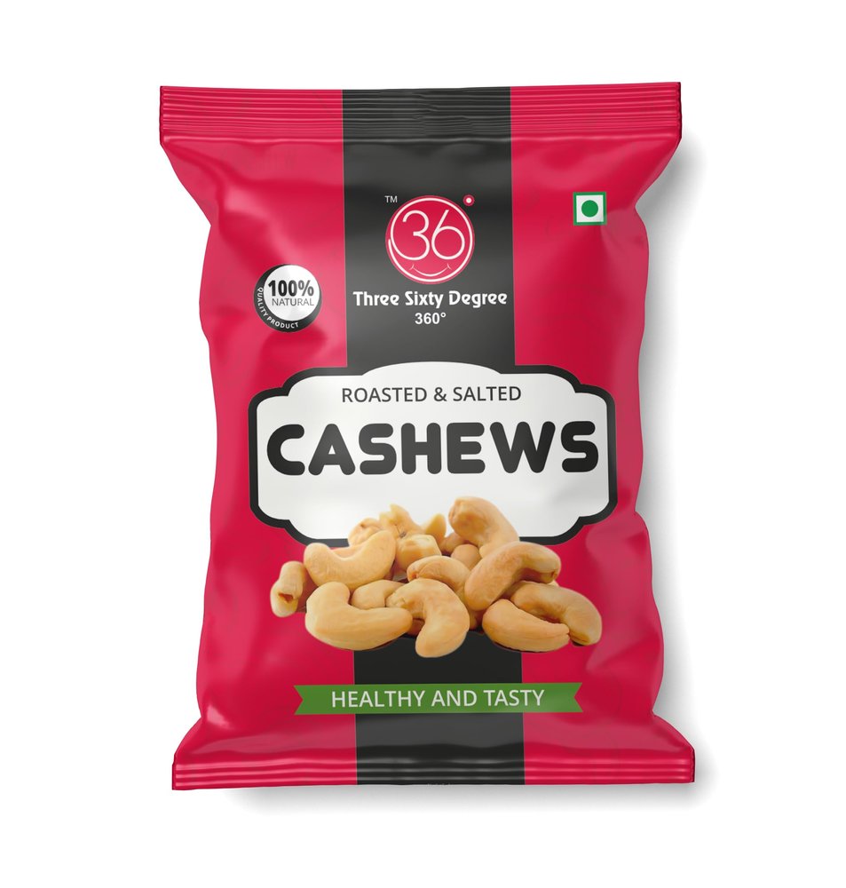 360 Three Sixty Degree Classic Salted & Roasted Cashews | Flavourful & Crunchy | Handpicked, Salted & Slow Roasted Cashews | Rich in Protein| No Preservatives |12g x 12 = 144g