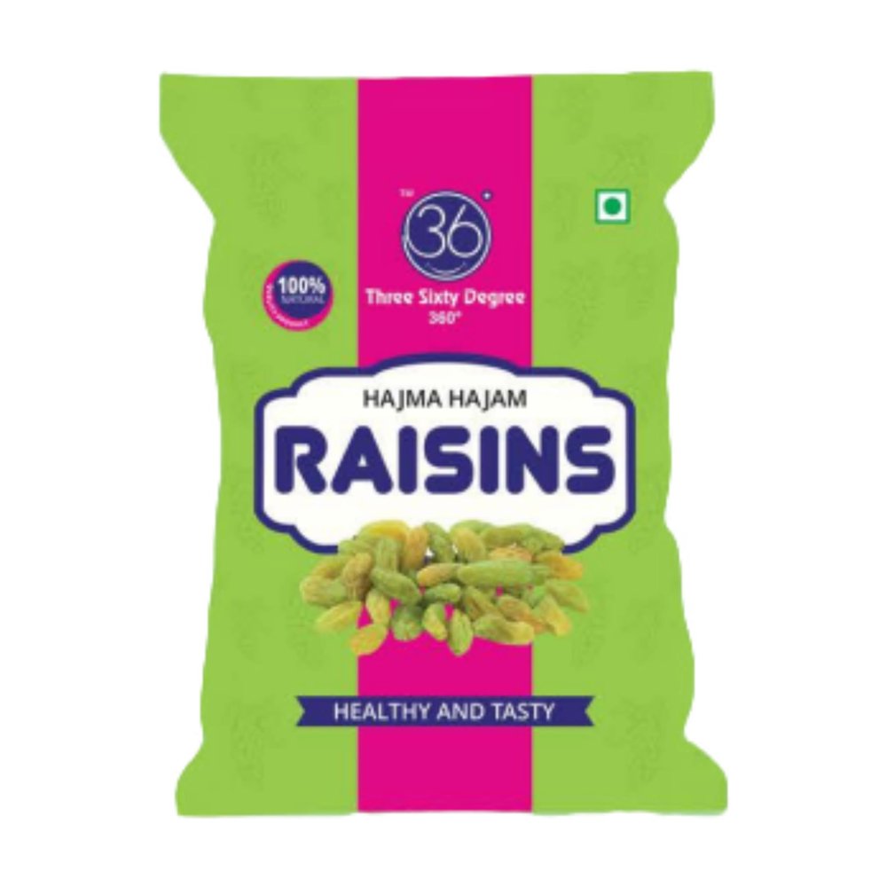 360 Three Sixty Degree Premium Hajma Hajam Raisins | Flavourful, Handpicked & Seedless Raisins| Kishmish | Rich in Potassium | No Artificial Colours, Preservatives |15g x 12 = 180g